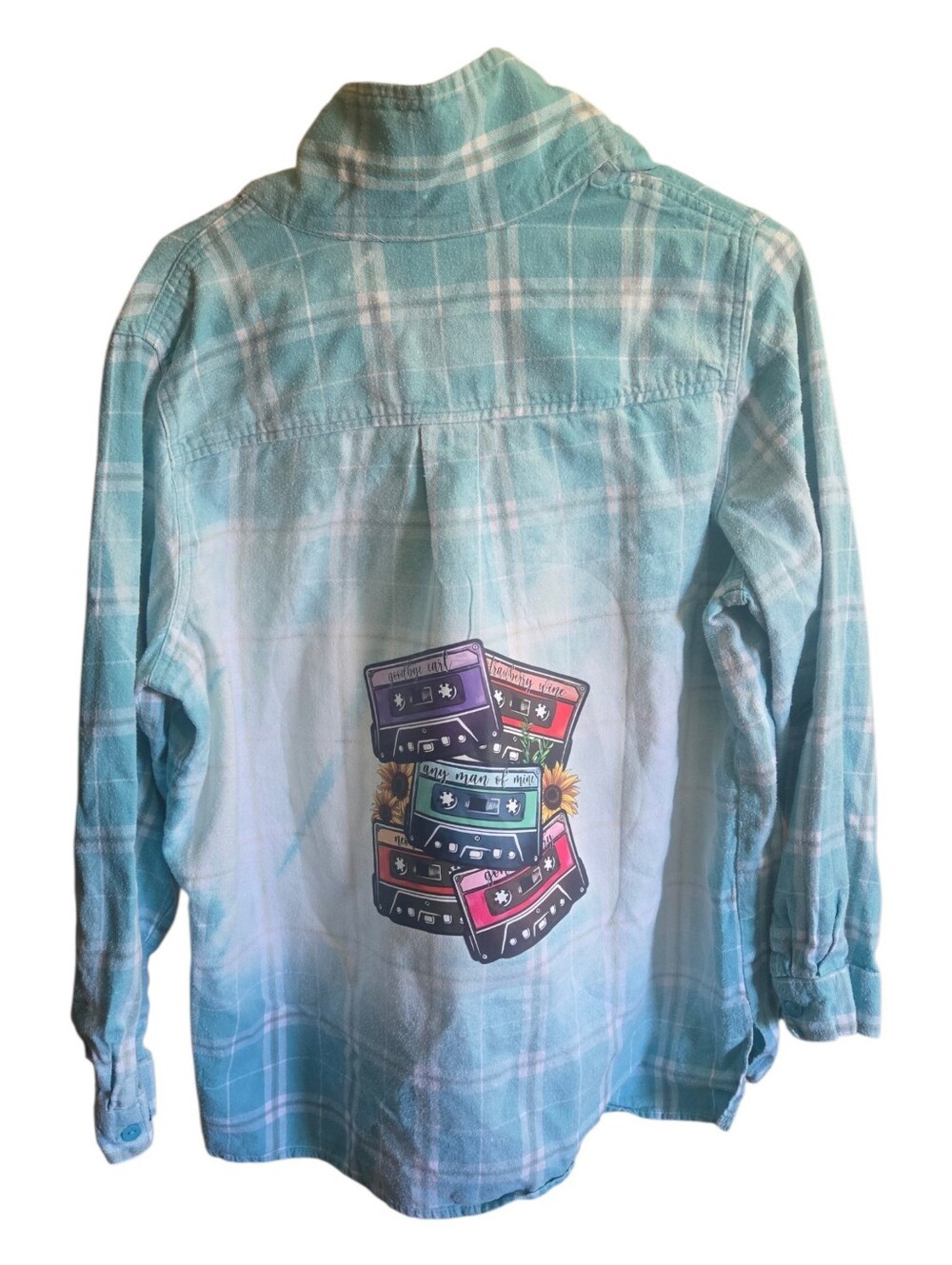 Upcycled Cassette Tape Flannel Shirt One Of A Kind. #0067 - Picture 5 of 7
